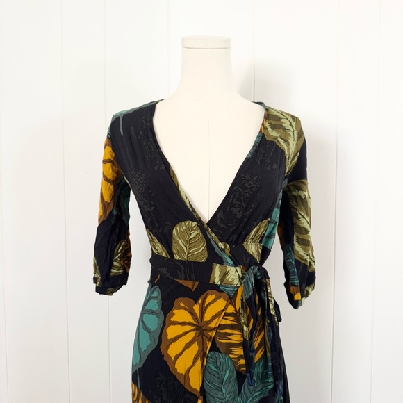 Tysa Designs Dress Spanish Dancer Wrap Tropical Floral Palm Leaf Small Beach USA - Picture 3 of 7
